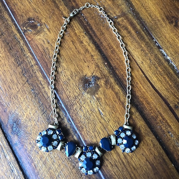 J. Crew Jewelry - J. Crew Statement Necklace in Navy Blue and Clear